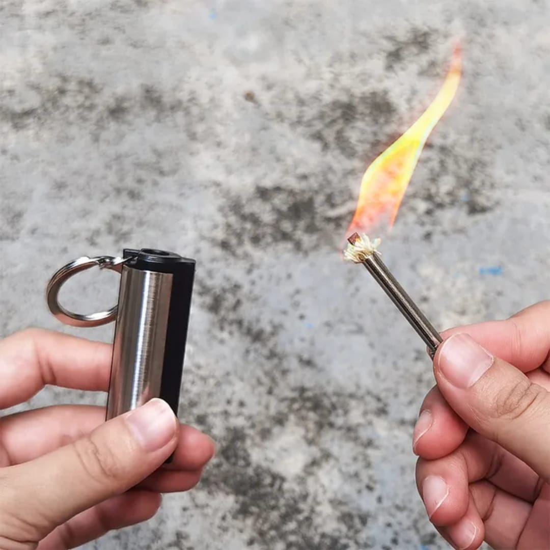 Flint Match Lighter Keychain